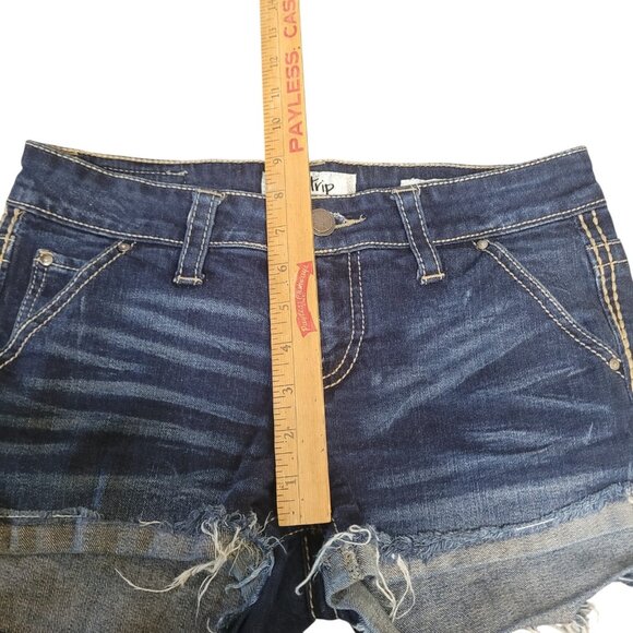 Buckle Daytrip Jean Shorts Lynx Women's 28 Dark Wash Denim Thick Stitch Mid Rise - Picture 10 of 12
